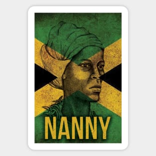 Famous Women of Black History | Queen Nanny of the Accompong Maroons in front of the Jamaican Flag Sticker